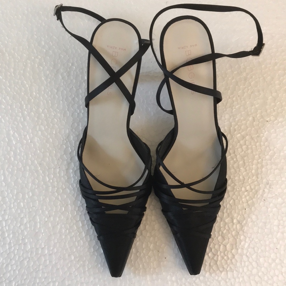BCBGirls by Max Azria satin finish strappy pumps